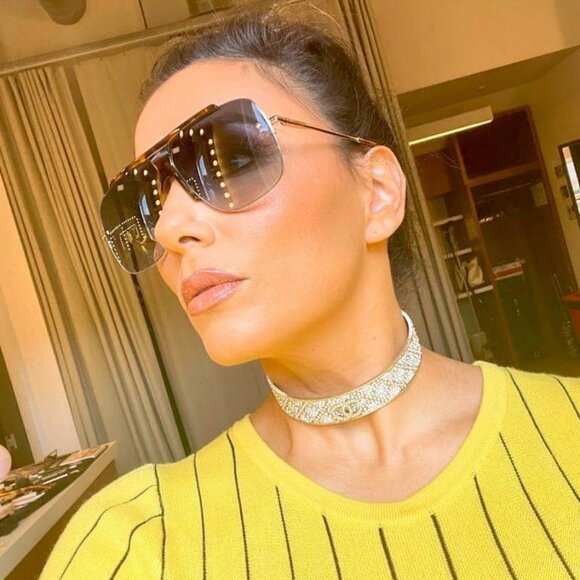 Victoria Beckham VB627S 215 Sunglasses Havana/Gold Square Frame, Blue Lenses - Picture 2 of 9